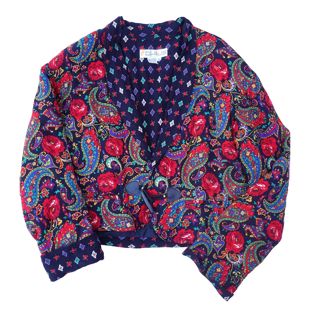 Vtg Chaus Bolero Jacket Crop Multicolor Paisley Boho Indie 90s Retro Women's M